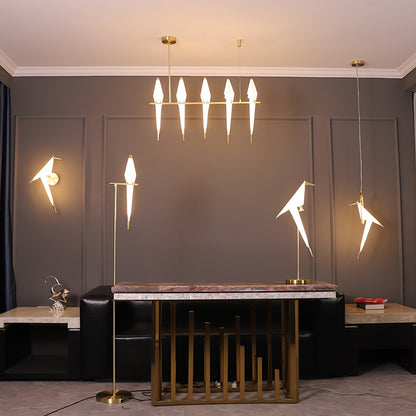 Paper Crane Bird Table Lamp | Integrated LED | Gold & White