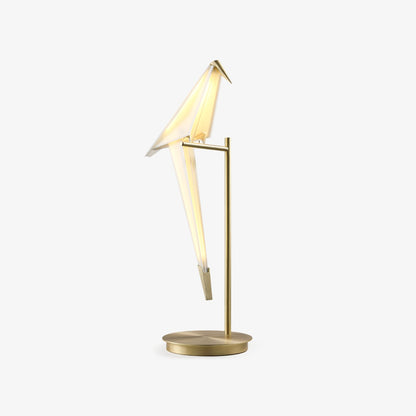 Paper Crane Bird Table Lamp | Integrated LED | Gold & White