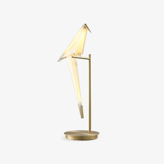 Paper Crane Bird Table Lamp | Integrated LED | Gold & White