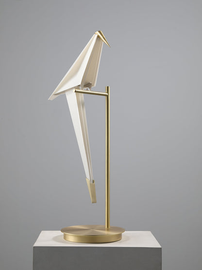 Paper Crane Bird Table Lamp | Integrated LED | Gold & White