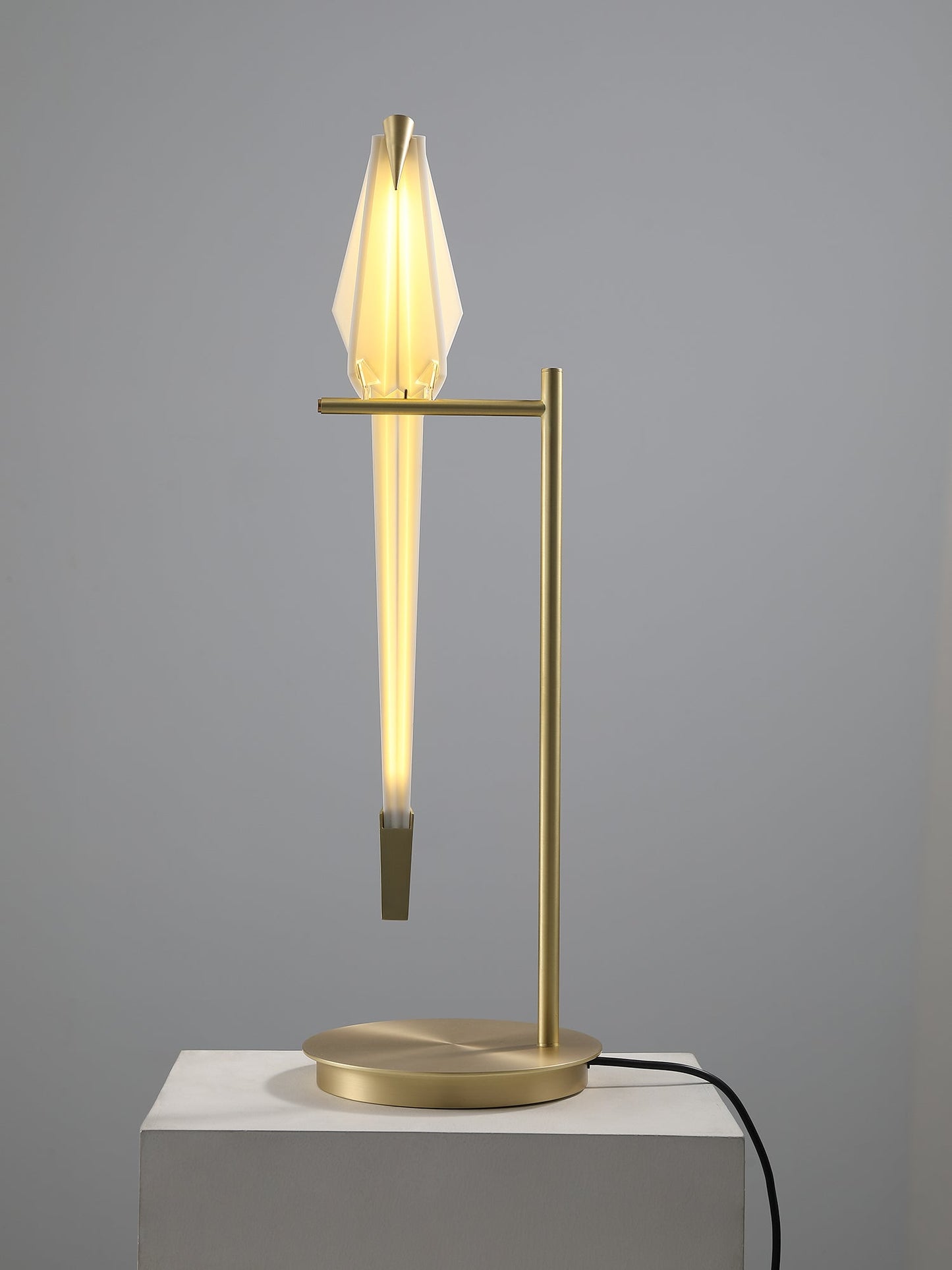 Paper Crane Bird Table Lamp | Integrated LED | Gold & White