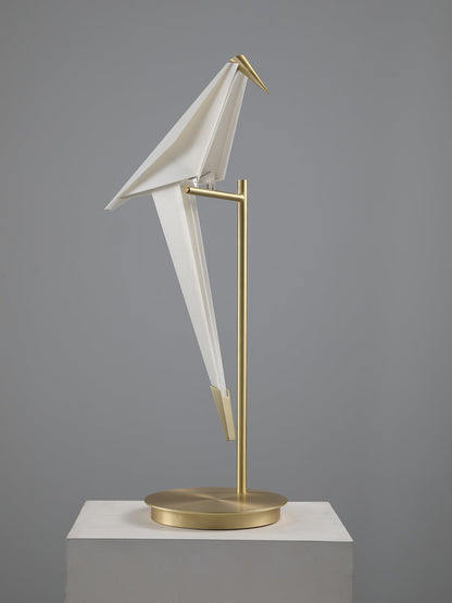 Paper Crane Bird Table Lamp | Integrated LED | Gold & White