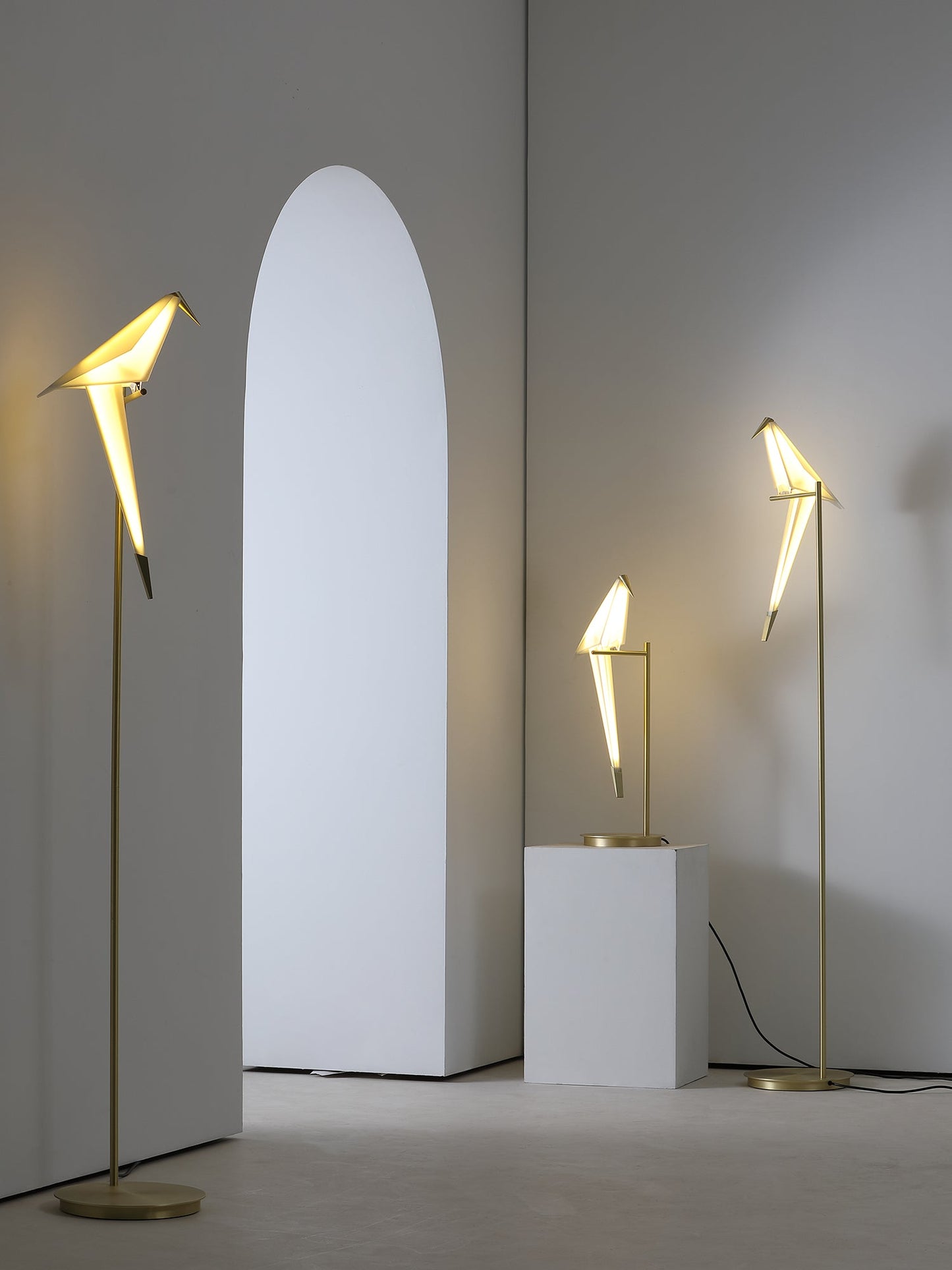 Paper Crane Bird Table Lamp | Integrated LED | Gold & White