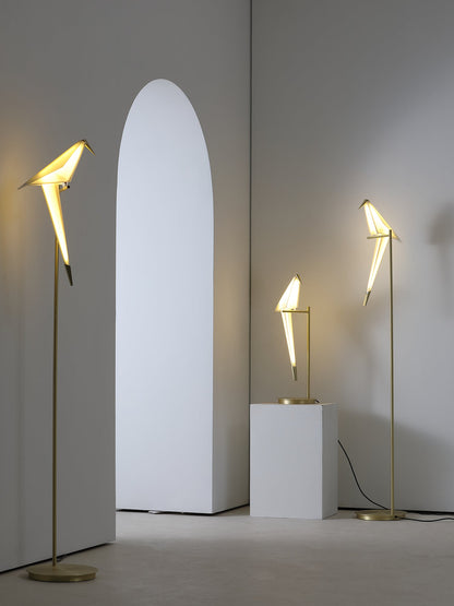 Paper Crane Bird Table Lamp | Integrated LED | Gold & White
