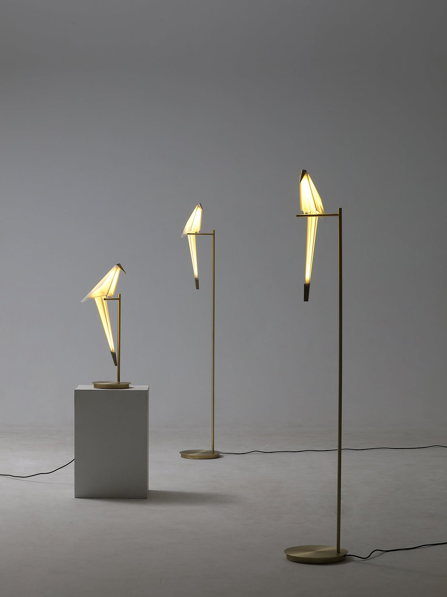 Paper Crane Bird Table Lamp | Integrated LED | Gold & White