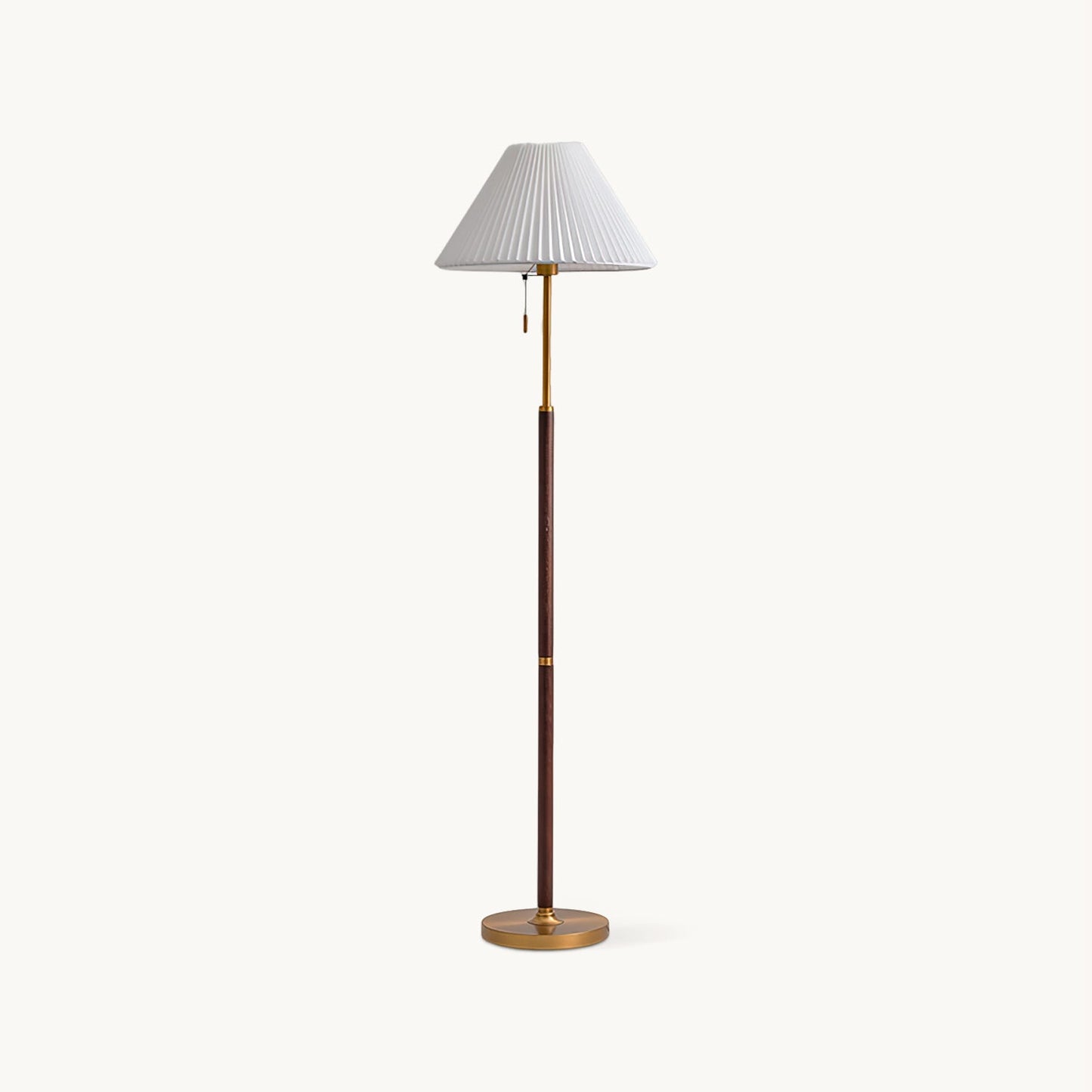 Wooden Floor Lamp | Walnut Finish | White Shade