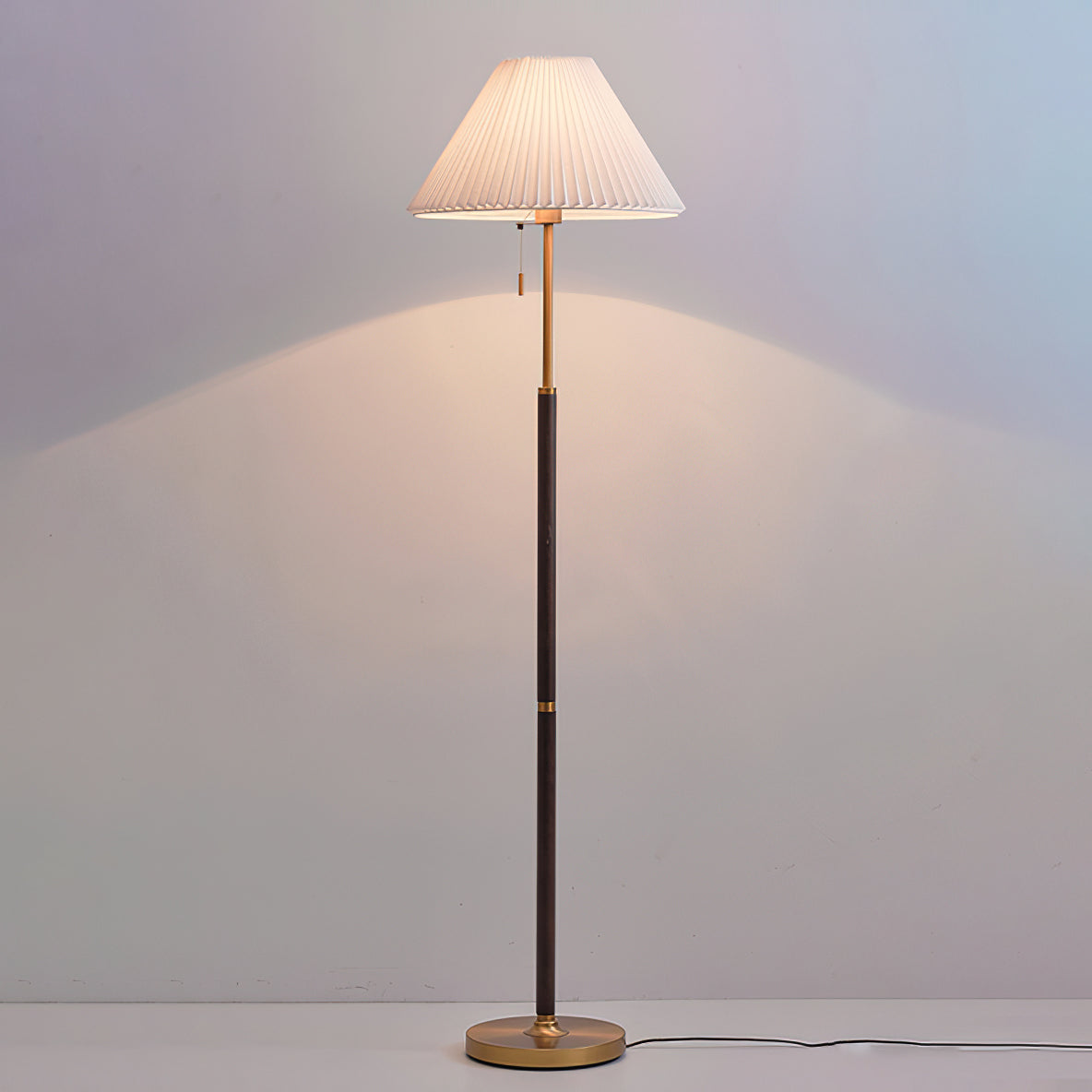 Wooden Floor Lamp | Walnut Finish | White Shade