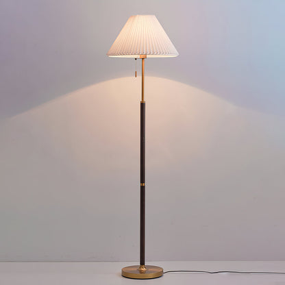 Wooden Floor Lamp | Walnut Finish | White Shade