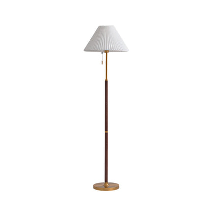 Wooden Floor Lamp | Walnut Finish | White Shade