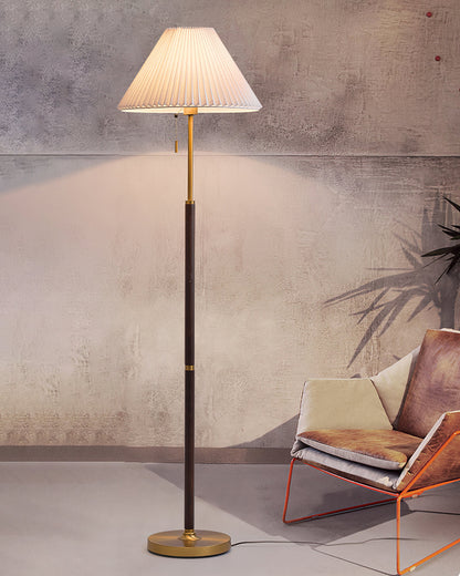 Wooden Floor Lamp | Walnut Finish | White Shade