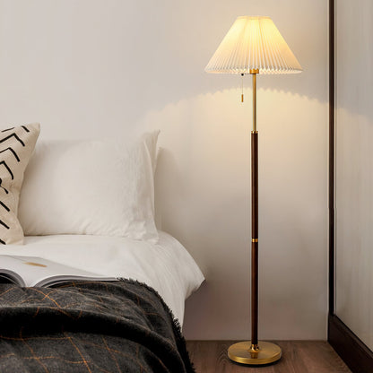 Wooden Floor Lamp | Walnut Finish | White Shade