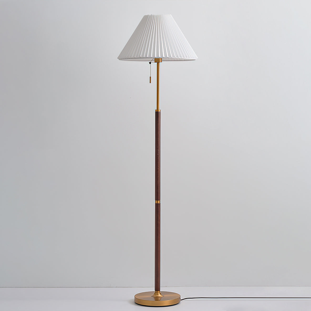 Wooden Floor Lamp | Walnut Finish | White Shade