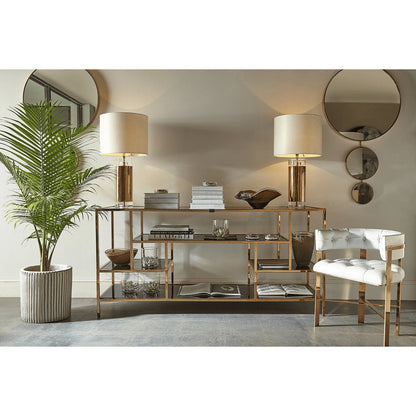 Parker Table Lamp | Metal & Linen | Gold Finish with White Shade