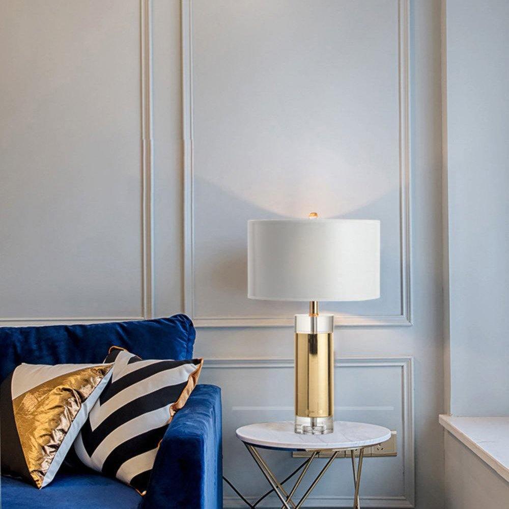 Parker Table Lamp | Metal & Linen | Gold Finish with White Shade