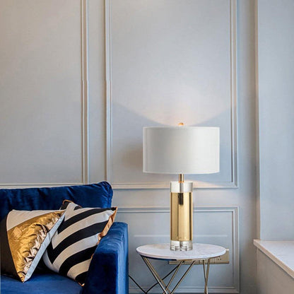 Parker Table Lamp | Metal & Linen | Gold Finish with White Shade