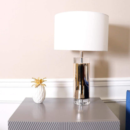 Parker Table Lamp | Metal & Linen | Gold Finish with White Shade