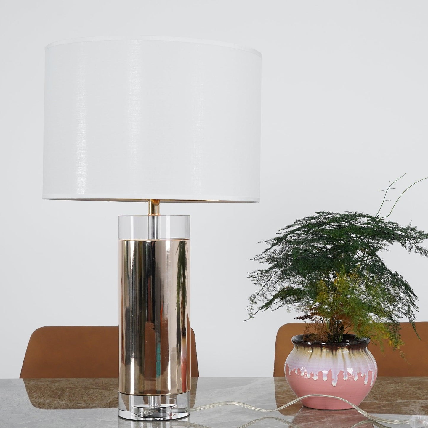 Parker Table Lamp | Metal & Linen | Gold Finish with White Shade