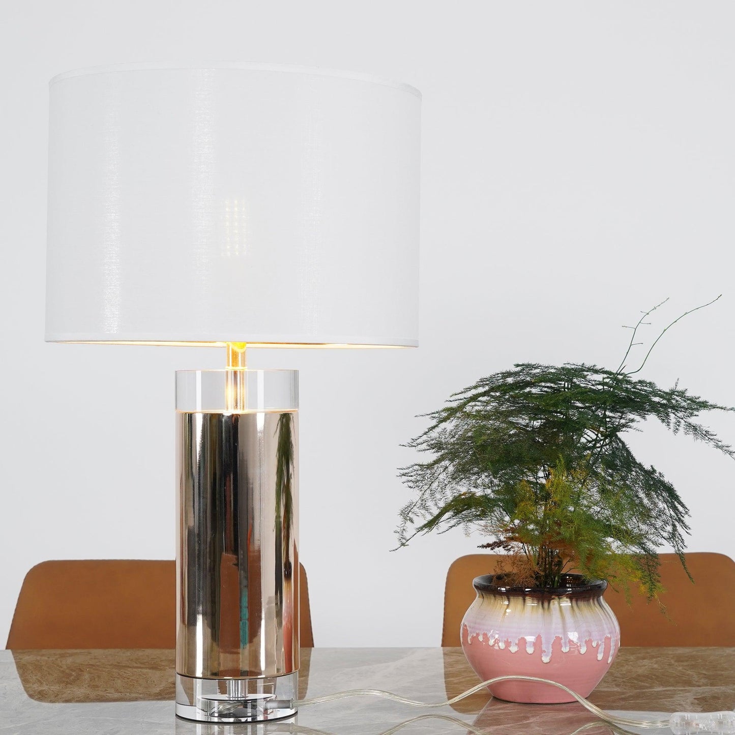 Parker Table Lamp | Metal & Linen | Gold Finish with White Shade