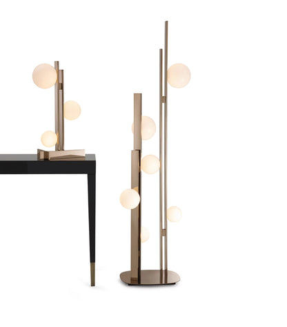 Pascal Table Lamp | Faux Copper Finish | White Glass Globes
