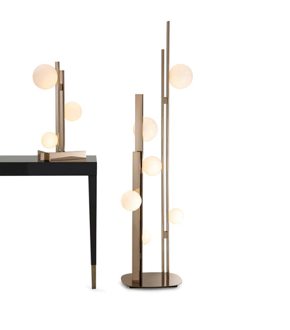 Pascal Table Lamp | Faux Copper Finish | White Glass Globes