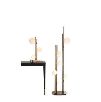 Pascal Table Lamp | Faux Copper Finish | White Glass Globes