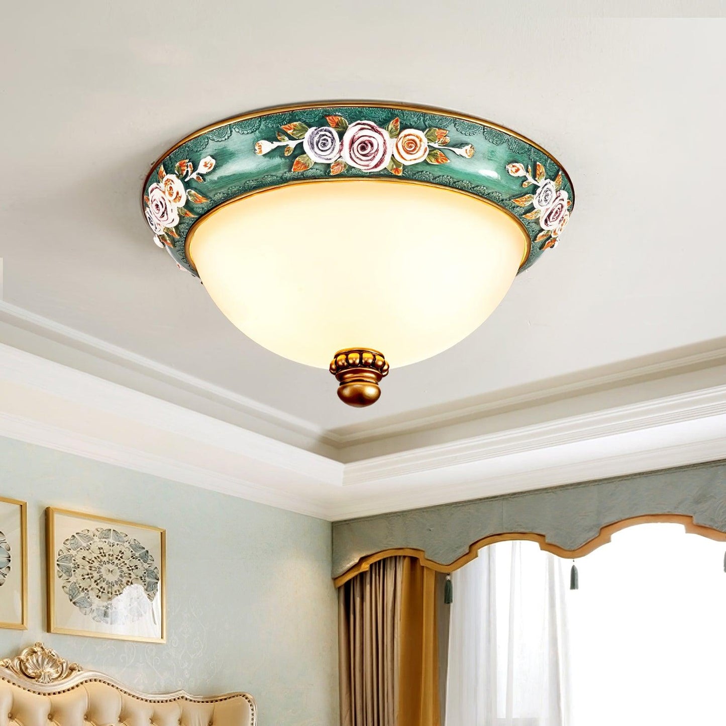 Pastoral Ceiling Light | Stained Glass & Resin | Blue & White, 3 Sizes Available