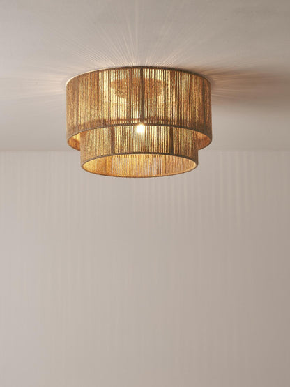 Patric Ceiling Light | Woven Hemp Rope | Brown | 3 Bulb Capacity
