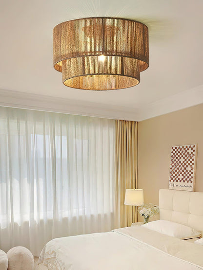 Patric Ceiling Light | Woven Hemp Rope | Brown | 3 Bulb Capacity