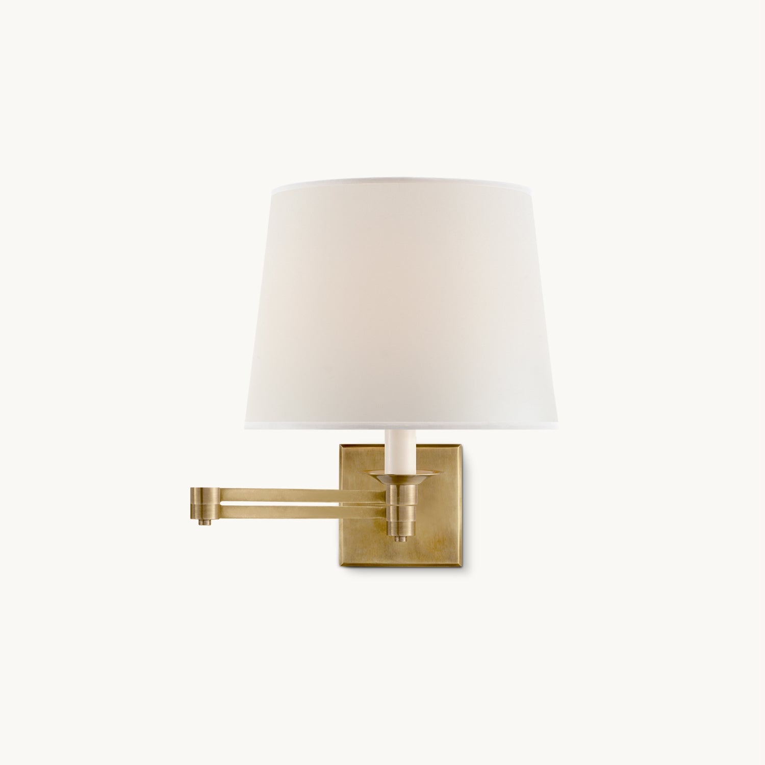 Pauline Swing Arm Wall Lamp | Polished Brass | White Shade
