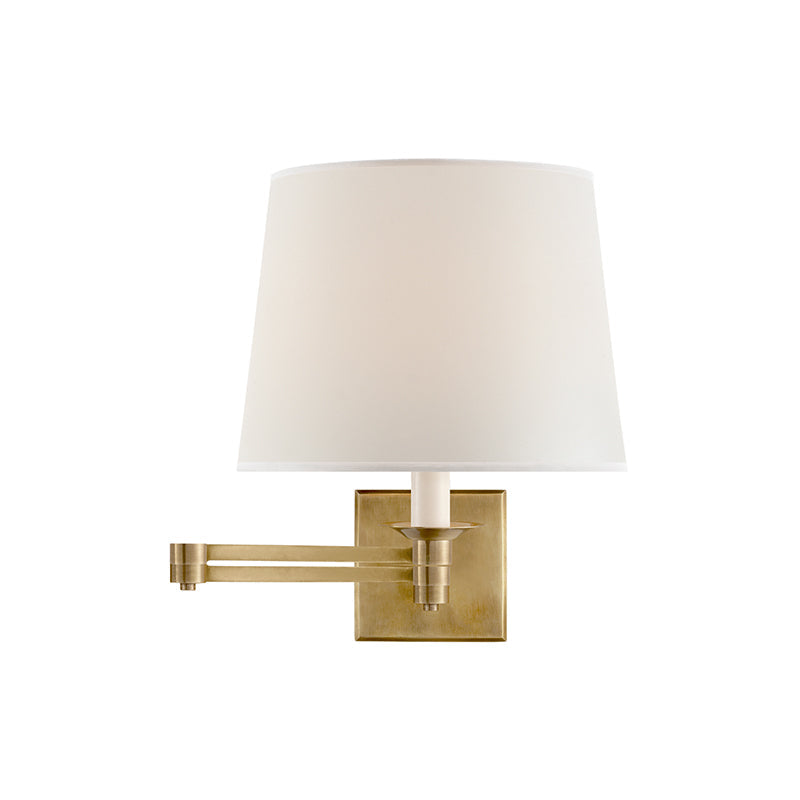 Pauline Swing Arm Wall Lamp | Polished Brass | White Shade
