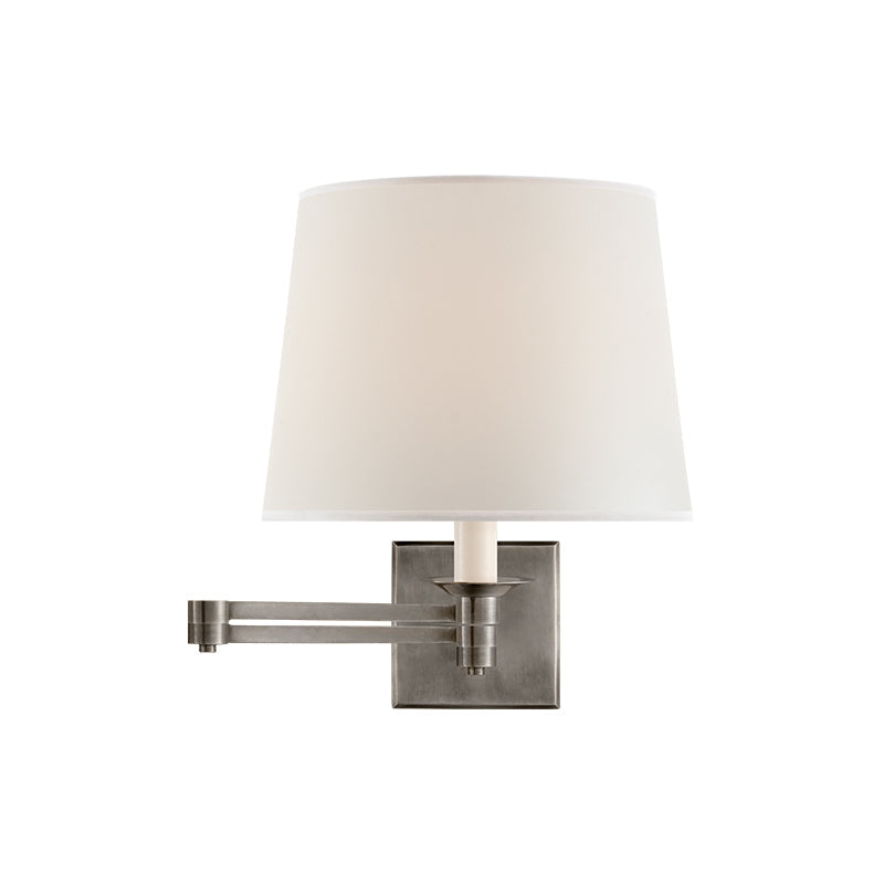 Pauline Swing Arm Wall Lamp | Polished Brass | White Shade