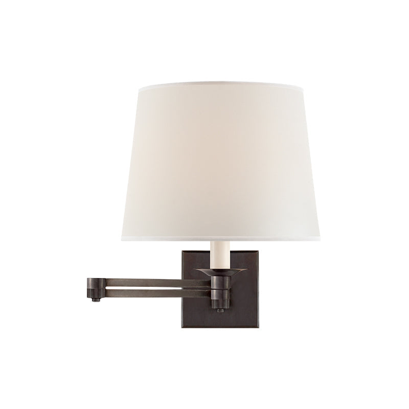 Pauline Swing Arm Wall Lamp | Polished Brass | White Shade