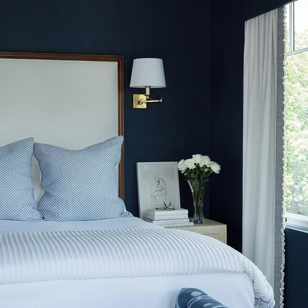 Pauline Swing Arm Wall Lamp | Polished Brass | White Shade