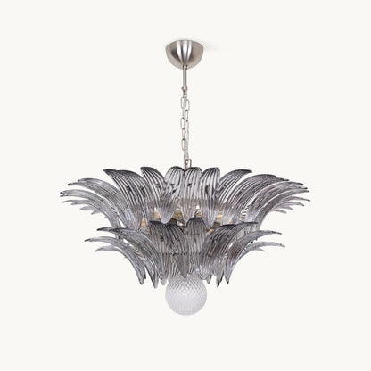 Pavia Glass Chandelier | Metal Frame | Chrome and Grey
