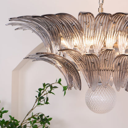 Pavia Glass Chandelier | Metal Frame | Chrome and Grey