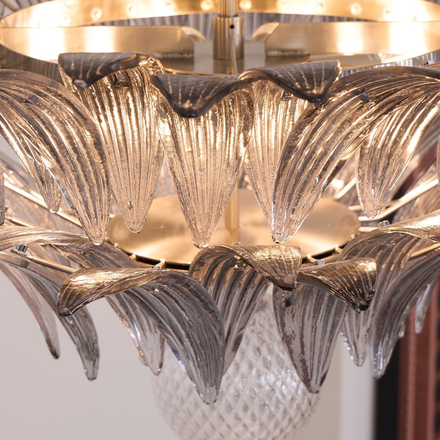 Pavia Glass Chandelier | Metal Frame | Chrome and Grey