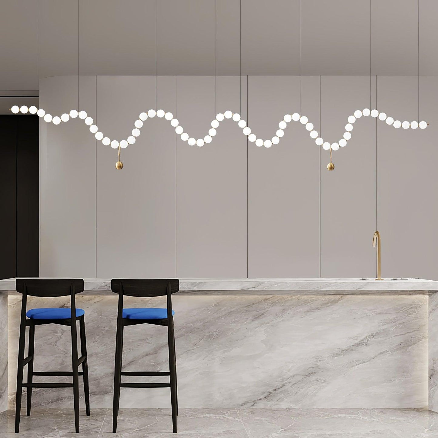 Pearl Necklace Chandelier | Brass & Acrylic | Adjustable Length