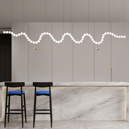 Pearl Necklace Chandelier | Brass & Acrylic | Adjustable Length