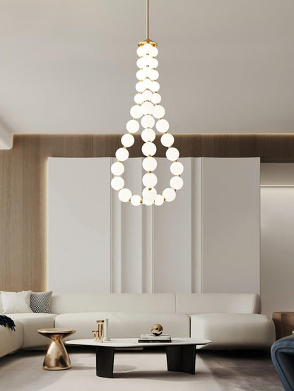 Pearl Necklace Chandelier | Brass & Acrylic | Adjustable Length