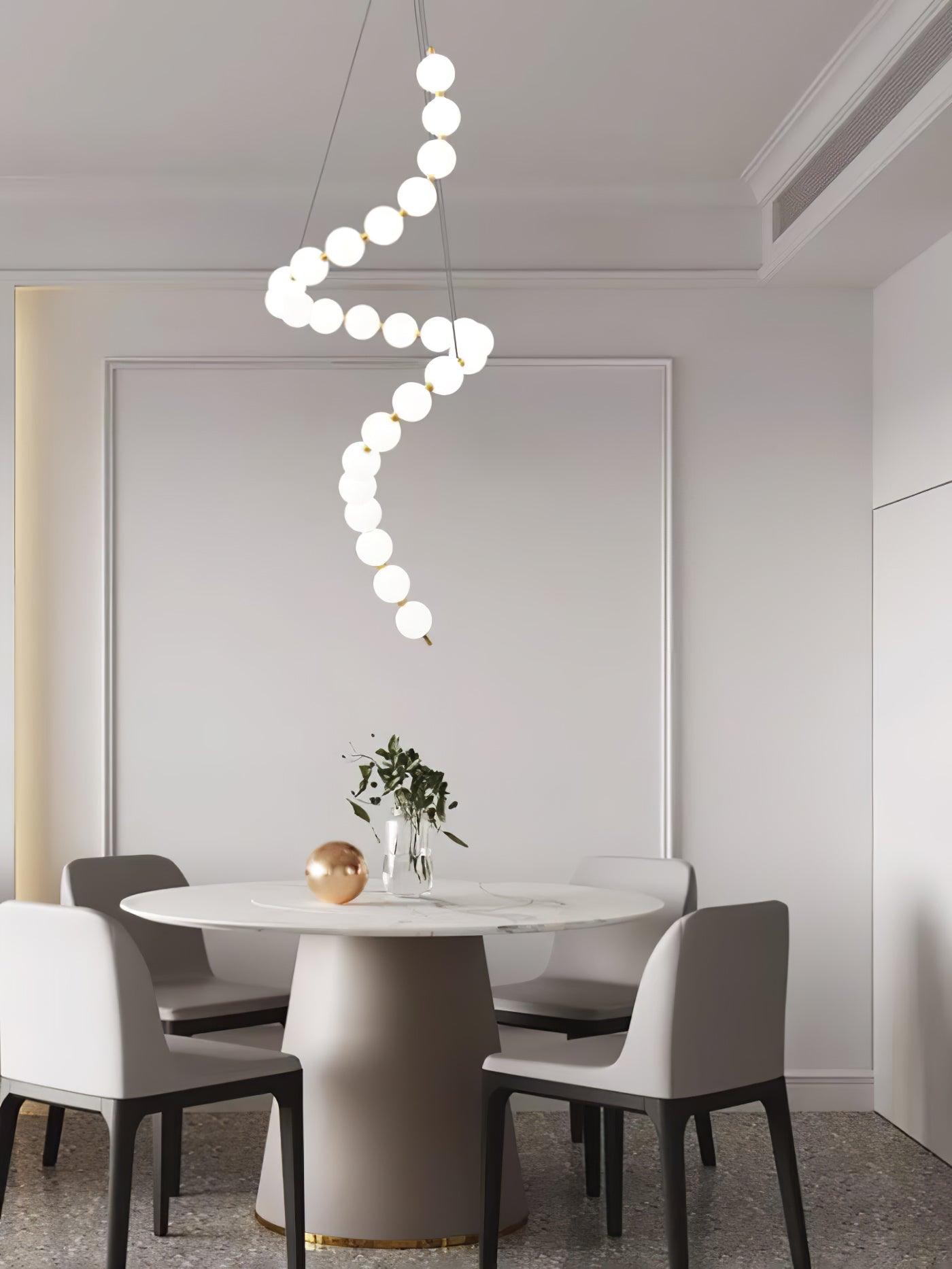 Pearl Necklace Chandelier | Brass & Acrylic | Adjustable Length