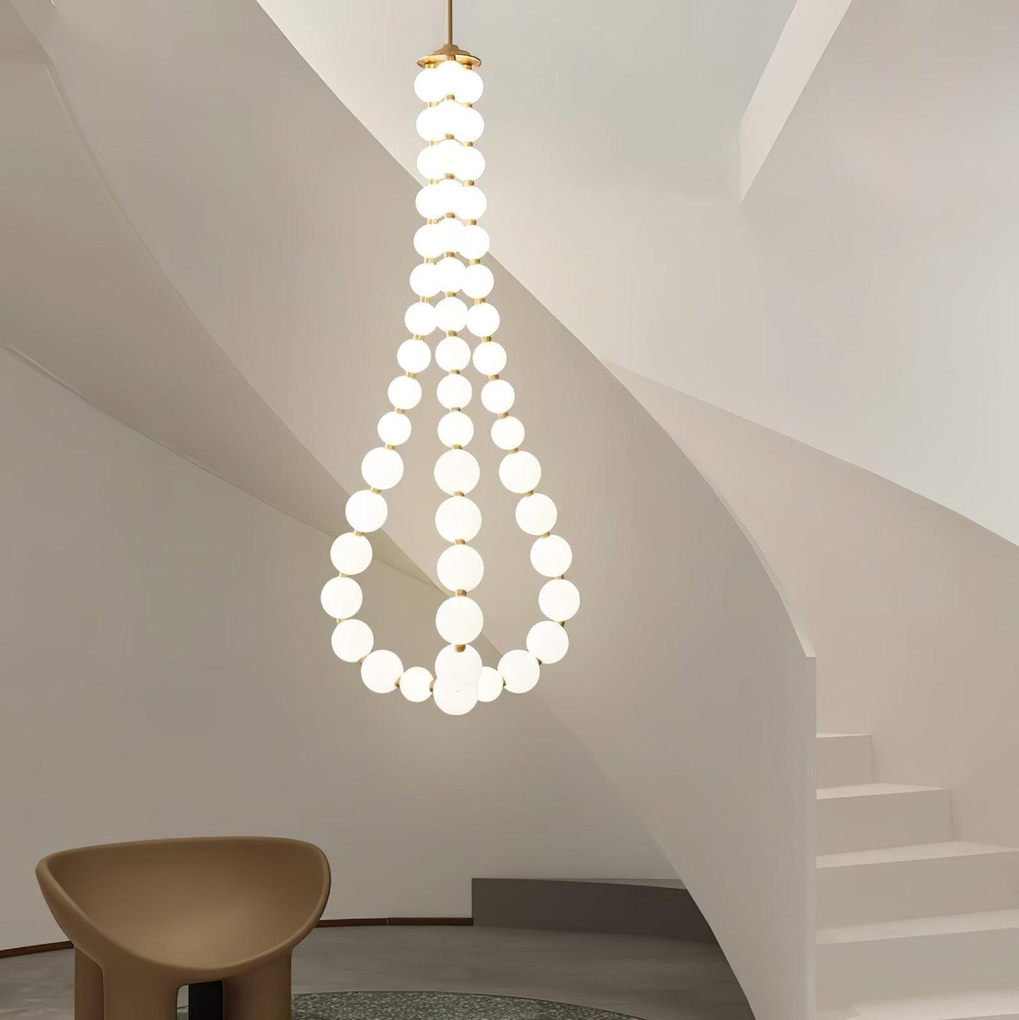 Pearl Necklace Chandelier | Brass & Acrylic | Adjustable Length