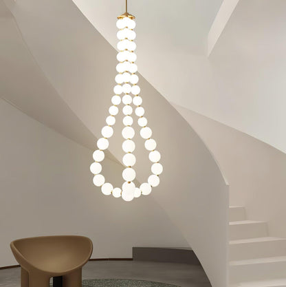 Pearl Necklace Chandelier | Brass & Acrylic | Adjustable Length