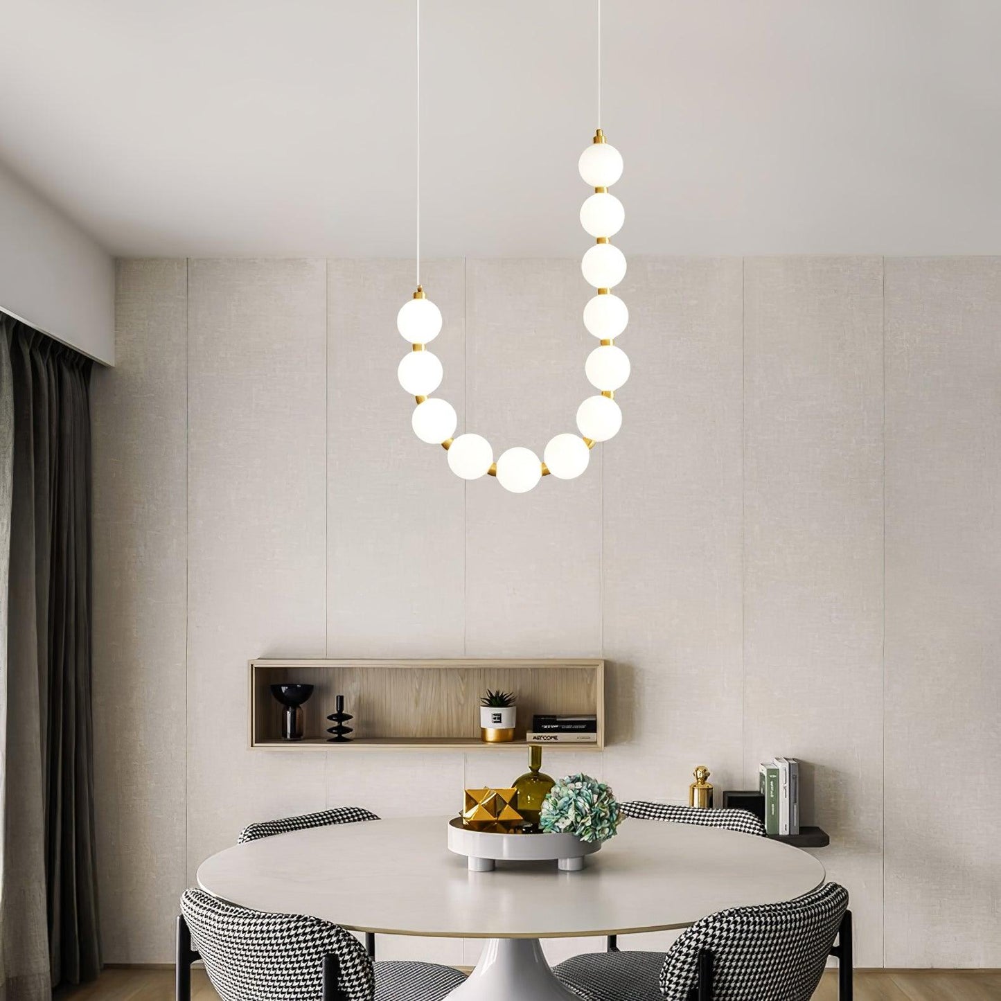 Pearl Necklace Chandelier | Brass & Acrylic | Adjustable Length