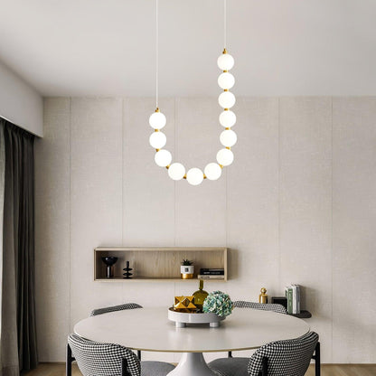 Pearl Necklace Chandelier | Brass & Acrylic | Adjustable Length