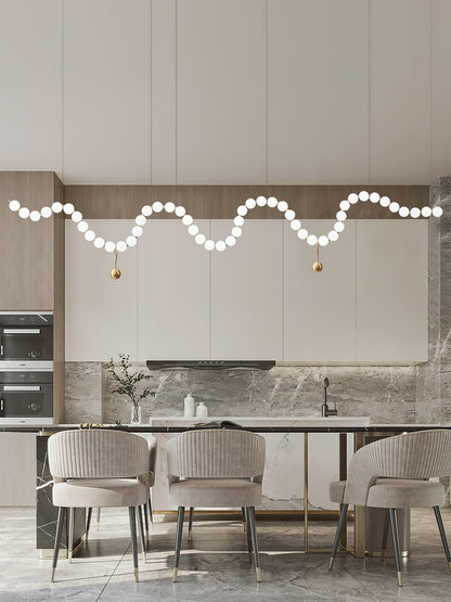 Pearl Necklace Chandelier | Brass & Acrylic | Adjustable Length