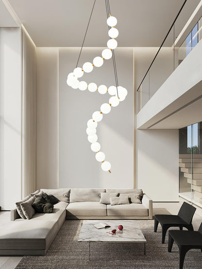 Pearl Necklace Chandelier | Brass & Acrylic | Adjustable Length