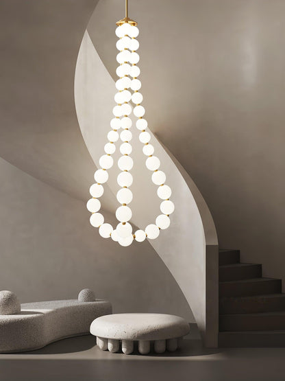 Pearl Necklace Chandelier | Brass & Acrylic | Adjustable Length