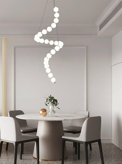 Pearl Necklace Chandelier | Brass & Acrylic | Adjustable Length