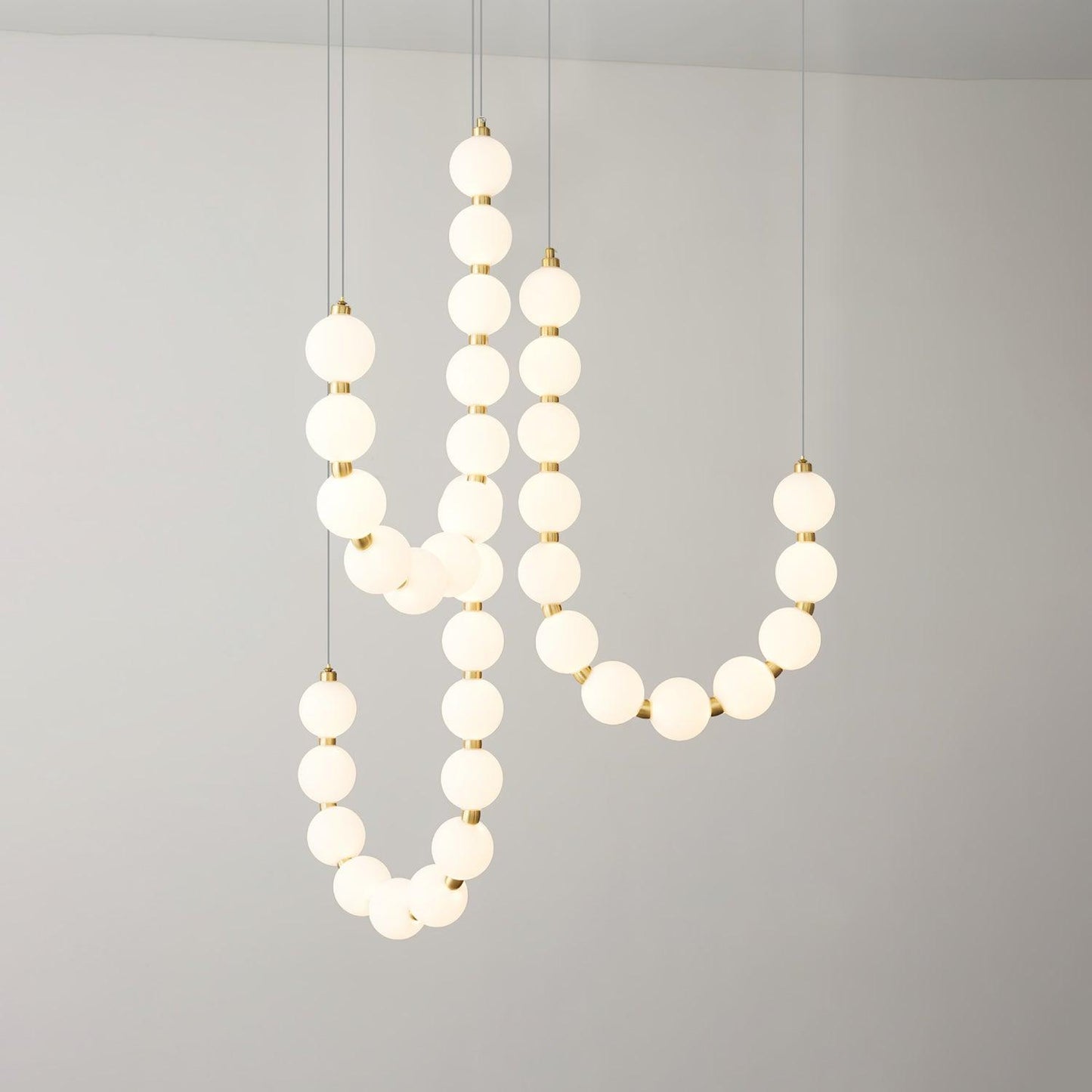 Pearl Necklace Chandelier | Brass & Acrylic | Adjustable Length