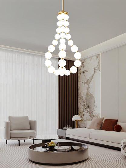 Pearl Necklace Chandelier | Brass & Acrylic | Adjustable Length